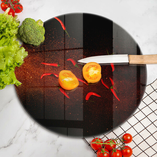 Steklena podloga za rezanje Pekoče čili paprike