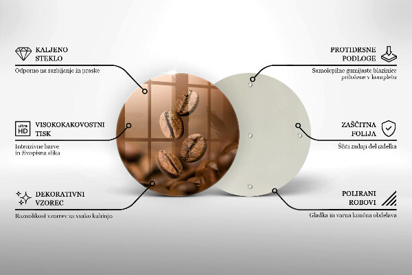 Steklena podloga za rezanje Kavna zrna