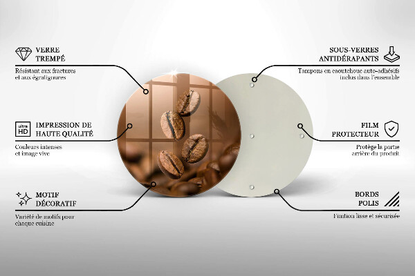 Steklena podloga za rezanje Kavna zrna