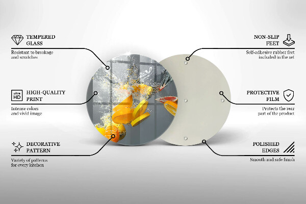 Steklena podloga za rezanje Limone v vodi