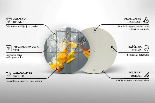Steklena podloga za rezanje Limone v vodi