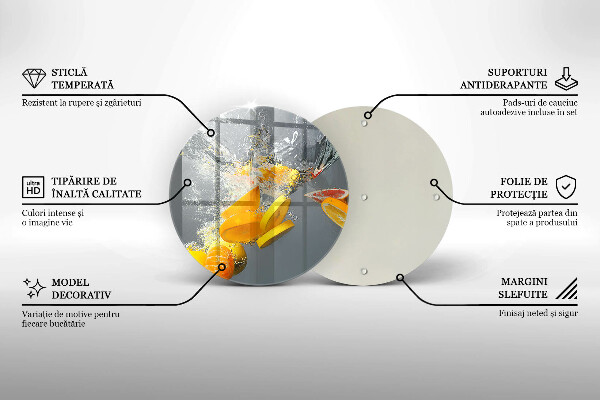Steklena podloga za rezanje Limone v vodi