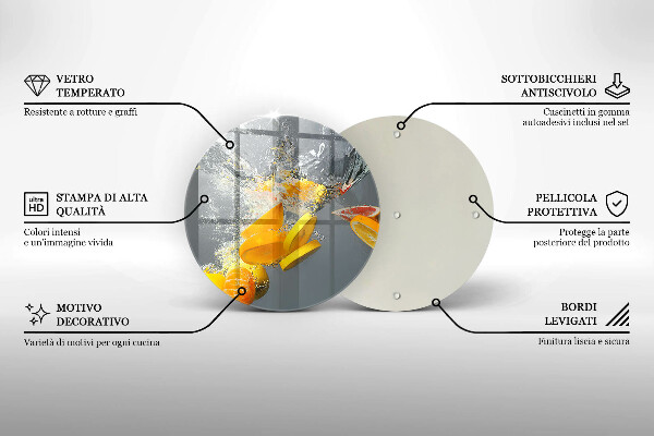 Steklena podloga za rezanje Limone v vodi