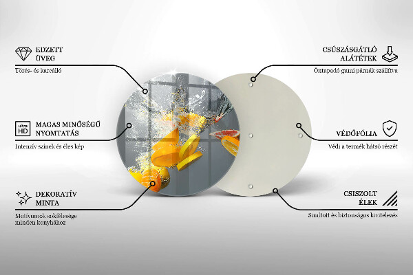 Steklena podloga za rezanje Limone v vodi
