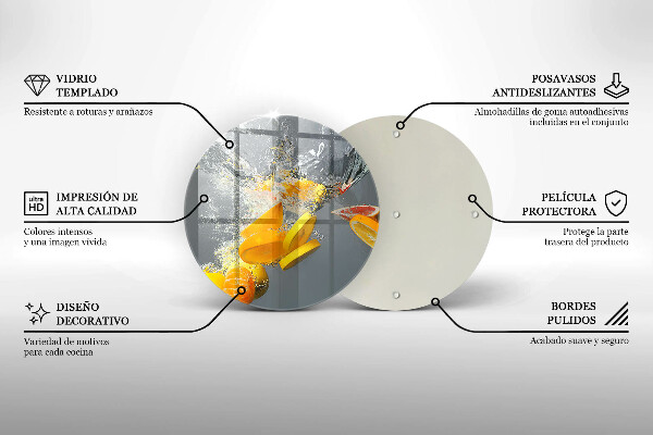 Steklena podloga za rezanje Limone v vodi