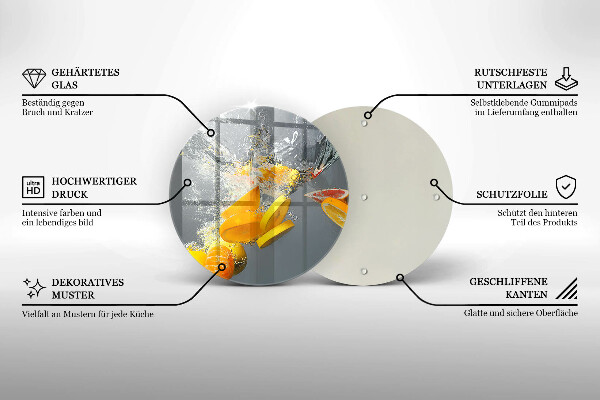 Steklena podloga za rezanje Limone v vodi