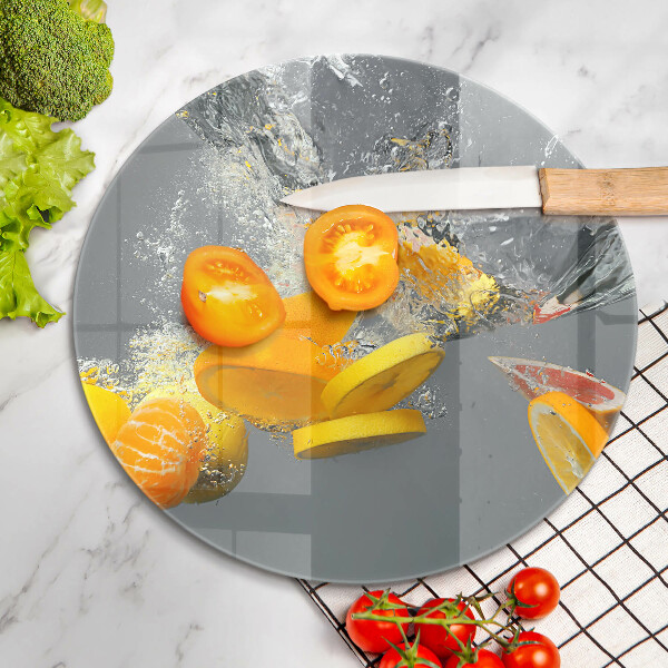 Steklena podloga za rezanje Limone v vodi