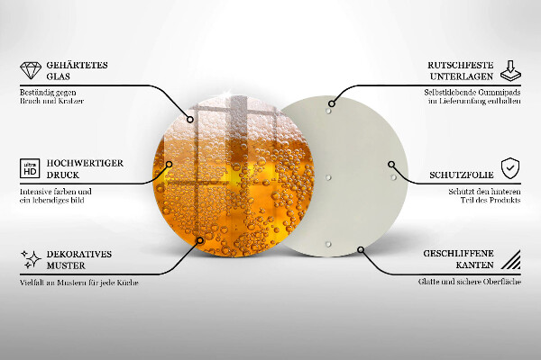 Steklena podloga za rezanje Pijte pivsko peno