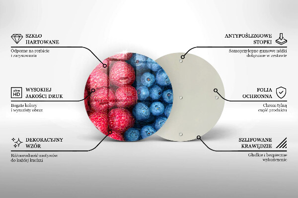 Steklena podloga za rezanje Plodovi malin in borovnic