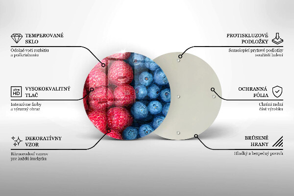 Steklena podloga za rezanje Plodovi malin in borovnic