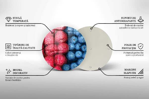 Steklena podloga za rezanje Plodovi malin in borovnic