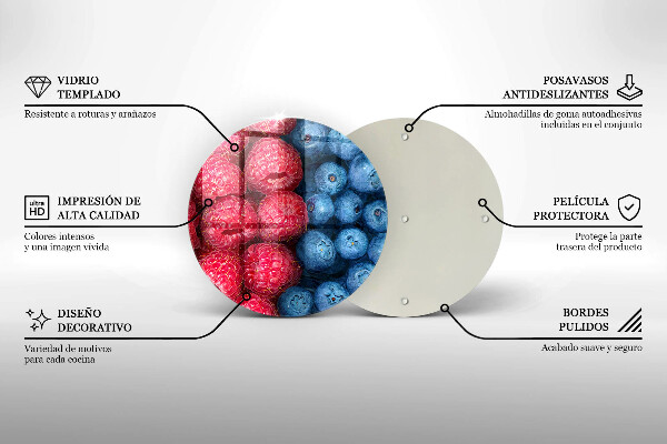 Steklena podloga za rezanje Plodovi malin in borovnic