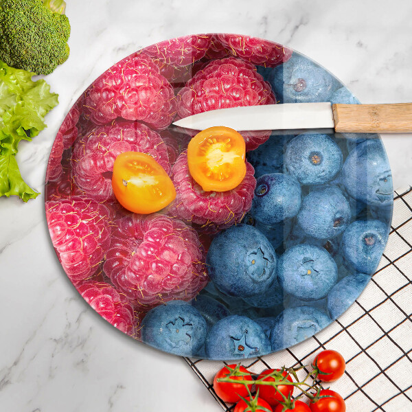 Steklena podloga za rezanje Plodovi malin in borovnic