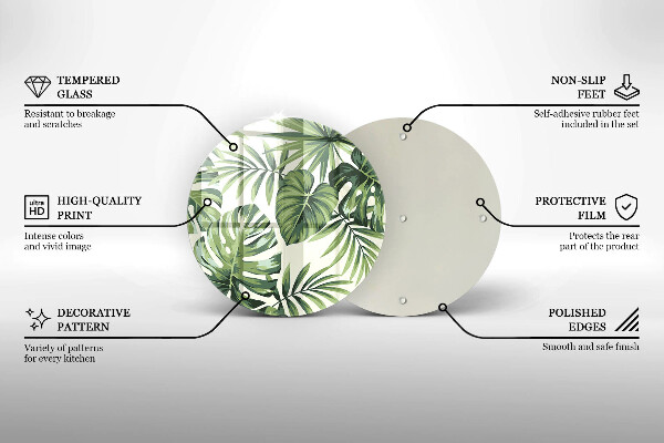 Steklena podloga za rezanje Ilustracija listov monstere