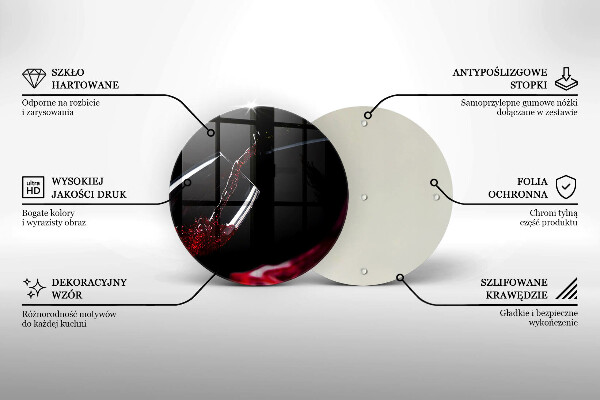 Steklena podloga za rezanje Kozarec rdečega vina