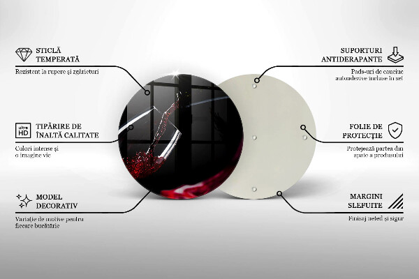 Steklena podloga za rezanje Kozarec rdečega vina