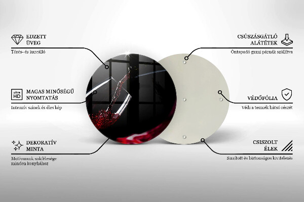 Steklena podloga za rezanje Kozarec rdečega vina