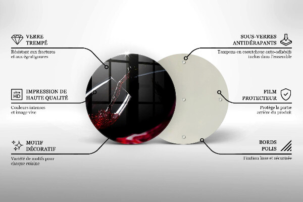 Steklena podloga za rezanje Kozarec rdečega vina