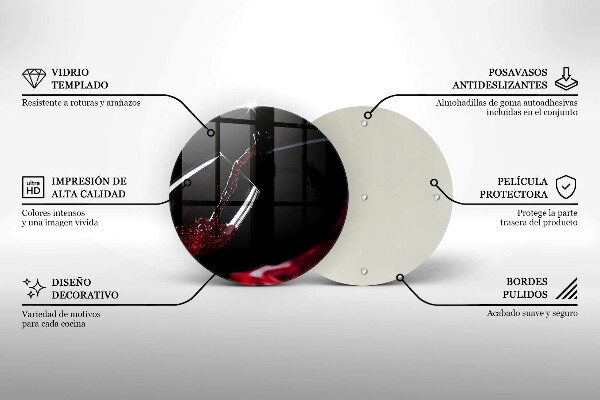 Steklena podloga za rezanje Kozarec rdečega vina