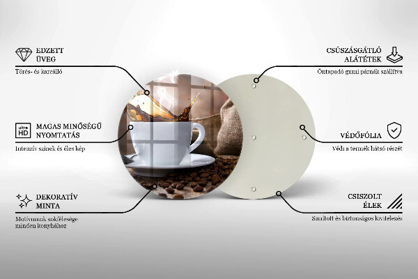Steklena podloga za rezanje Skodelica in kavna zrna