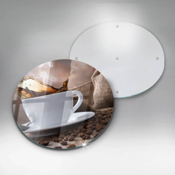 Steklena podloga za rezanje Skodelica in kavna zrna