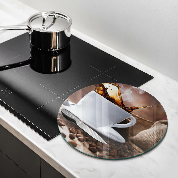 Steklena podloga za rezanje Skodelica in kavna zrna