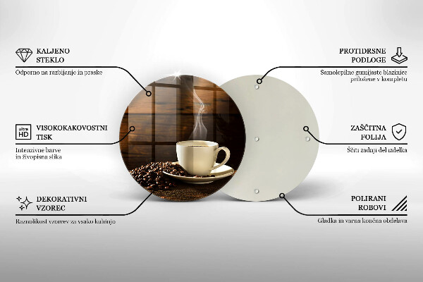 Steklena podloga za rezanje Lesena skodelica za kavo