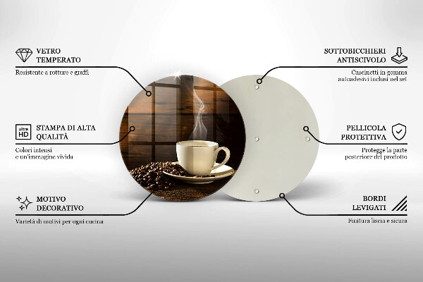 Steklena podloga za rezanje Lesena skodelica za kavo