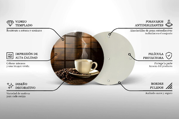 Steklena podloga za rezanje Lesena skodelica za kavo