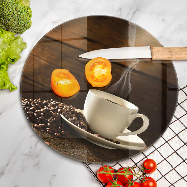 Steklena podloga za rezanje Lesena skodelica za kavo