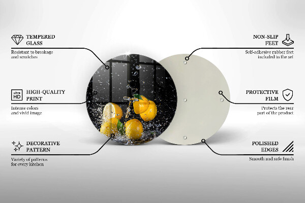 Steklena podloga za rezanje Sočno sadje limone