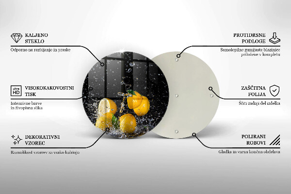 Steklena podloga za rezanje Sočno sadje limone