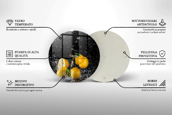 Steklena podloga za rezanje Sočno sadje limone