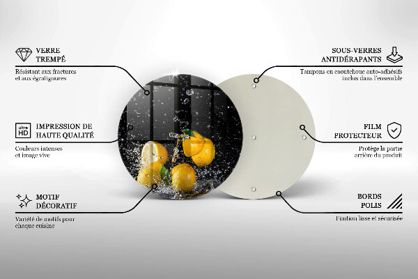 Steklena podloga za rezanje Sočno sadje limone