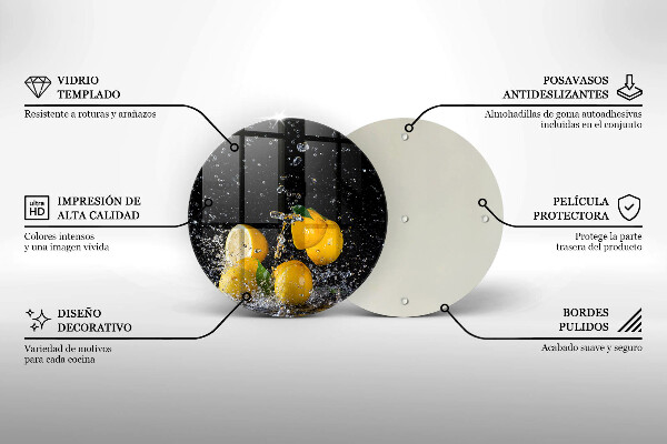 Steklena podloga za rezanje Sočno sadje limone