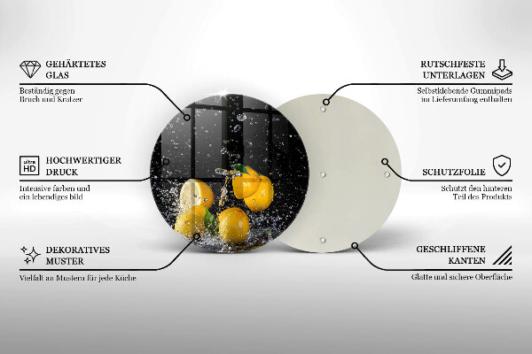 Steklena podloga za rezanje Sočno sadje limone