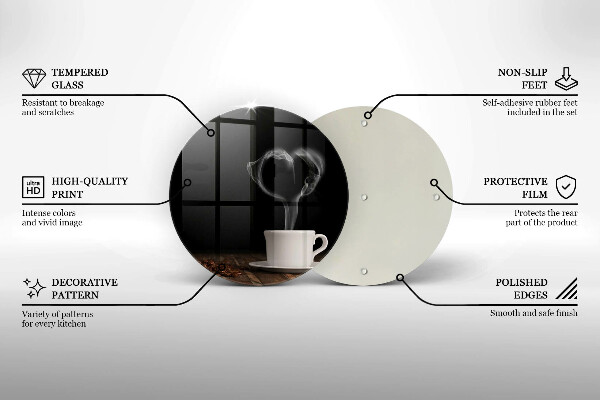 Steklena podloga za rezanje Kavna skodelica srce