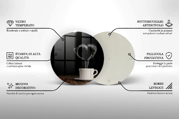 Steklena podloga za rezanje Kavna skodelica srce