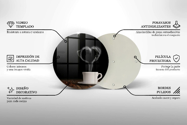 Steklena podloga za rezanje Kavna skodelica srce