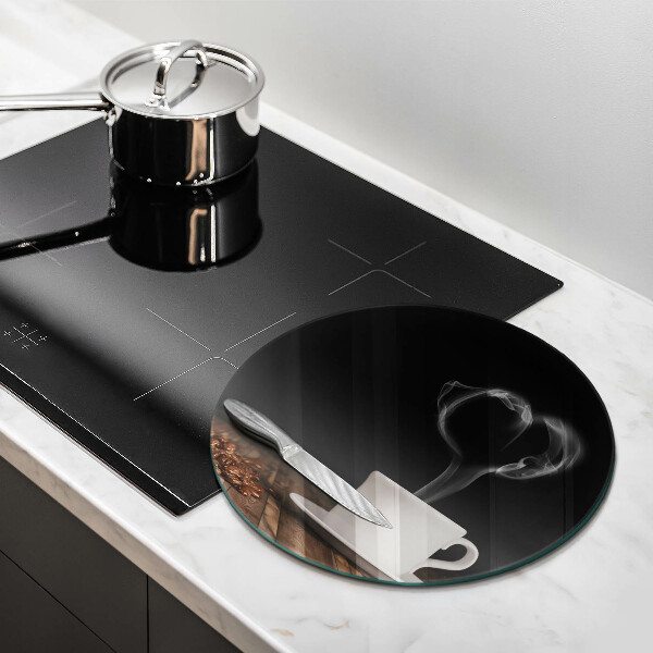 Steklena podloga za rezanje Kavna skodelica srce