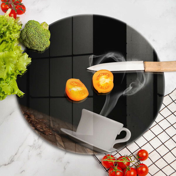 Steklena podloga za rezanje Kavna skodelica srce