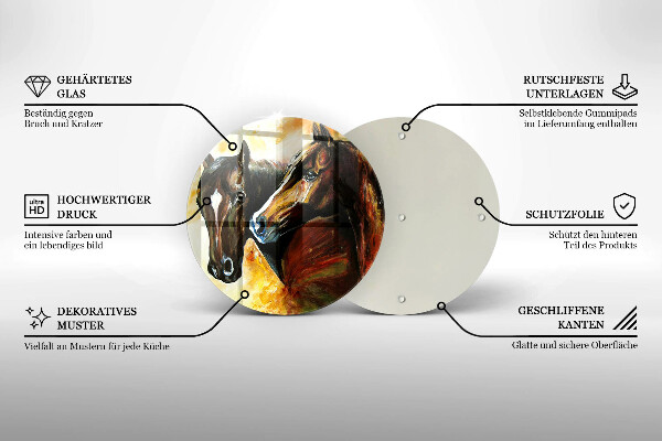 Steklena podloga za rezanje Živali konji