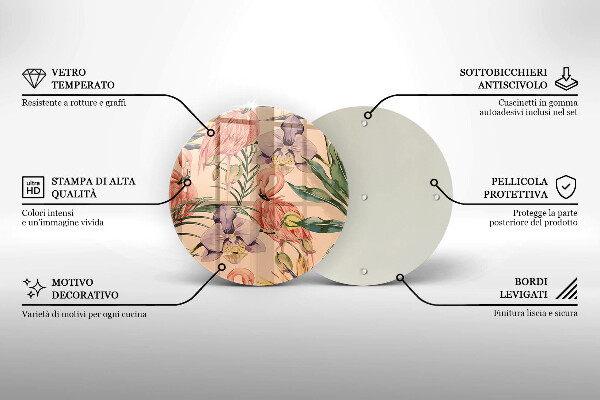 Steklena podloga za rezanje Ilustracija flamingov