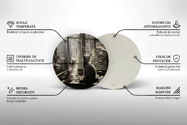 Steklena podloga za rezanje Mačje mesto in okno