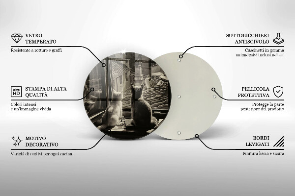 Steklena podloga za rezanje Mačje mesto in okno