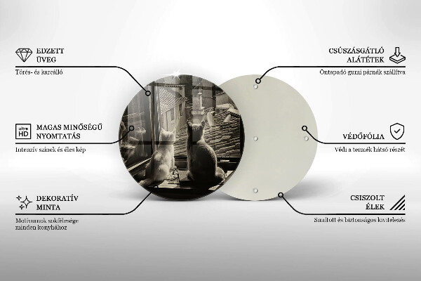 Steklena podloga za rezanje Mačje mesto in okno