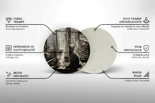 Steklena podloga za rezanje Mačje mesto in okno