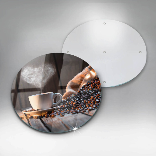 Steklena podloga za rezanje Skodelica za kavo in srce