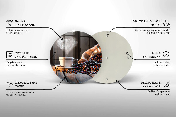 Steklena podloga za rezanje Skodelica za kavo in srce