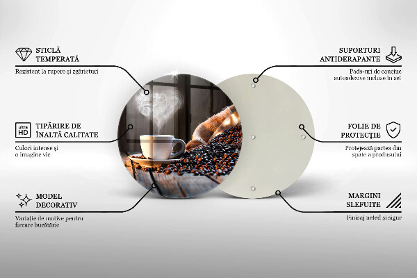 Steklena podloga za rezanje Skodelica za kavo in srce